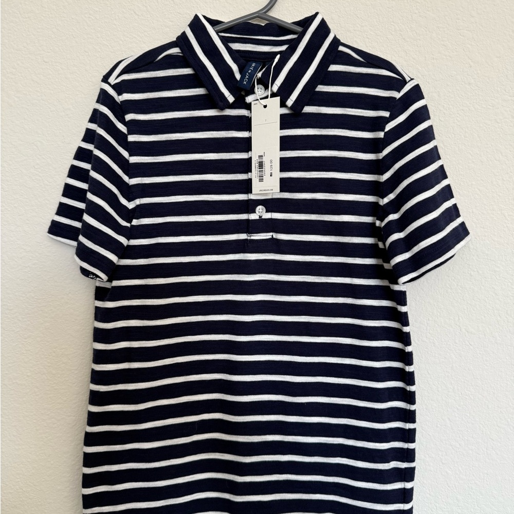 Janie and Jack - Navy and White Striped Polo Shirt- NEW size 7